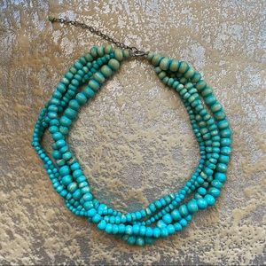Turquoise beaded multi-strand necklace